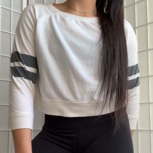 forever 21 varsity stripe white cropped sweatshirt